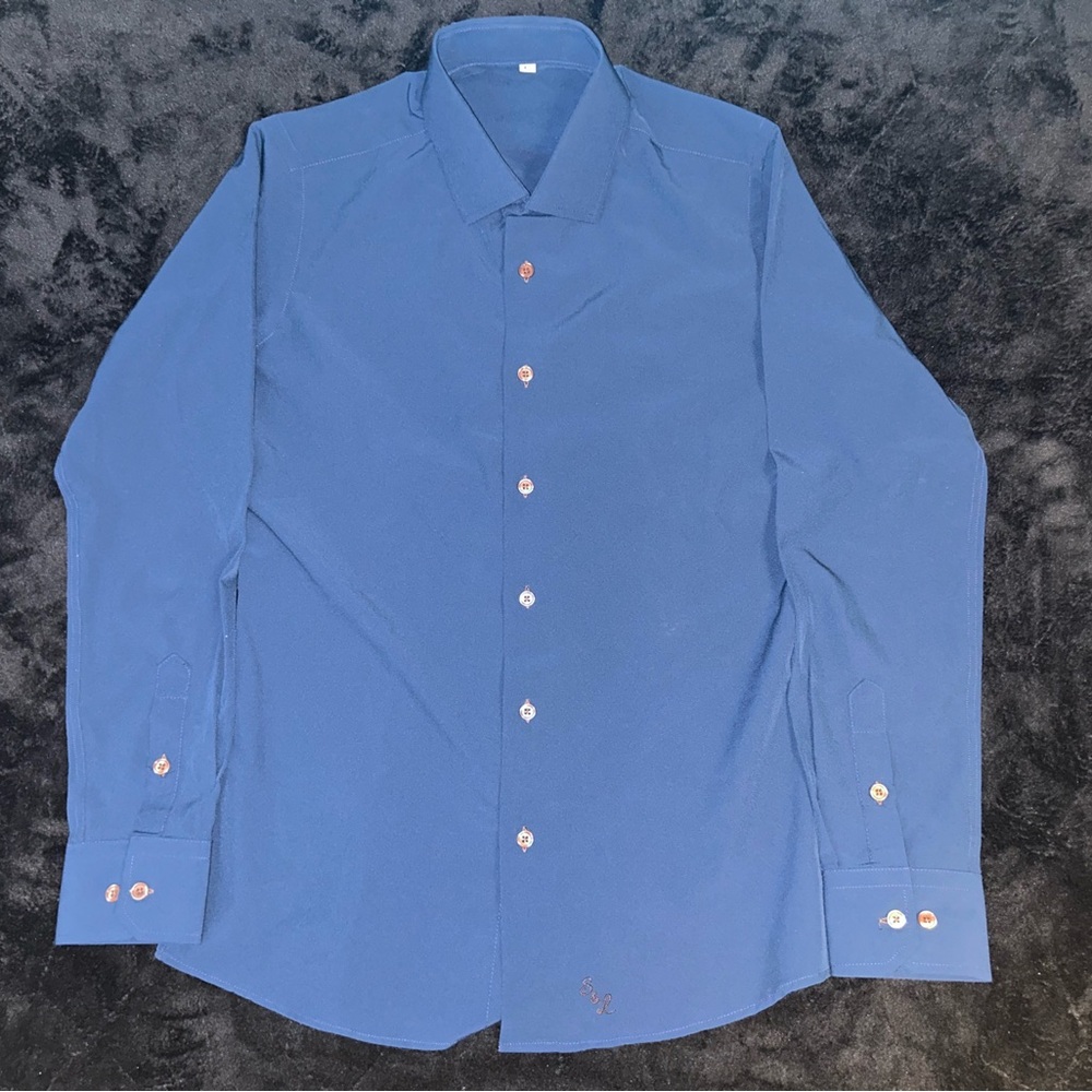 State and Liberty Shirt Mens Size XS Dark Blue Stretch Button Up Performance L/S